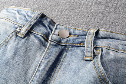 Diamond Hole Jeans Splash Ink Patch