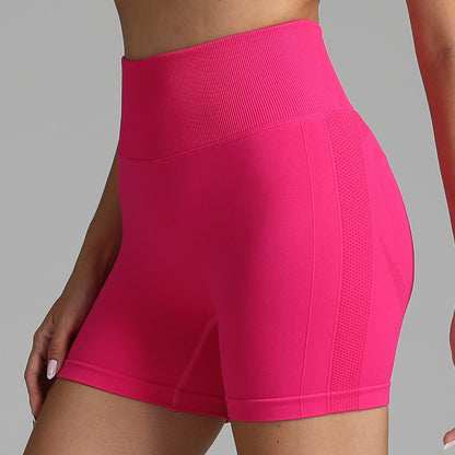 Shorts de yoga sans couture pour femmes, couleur unie, taille haute, pantalon de fitness,