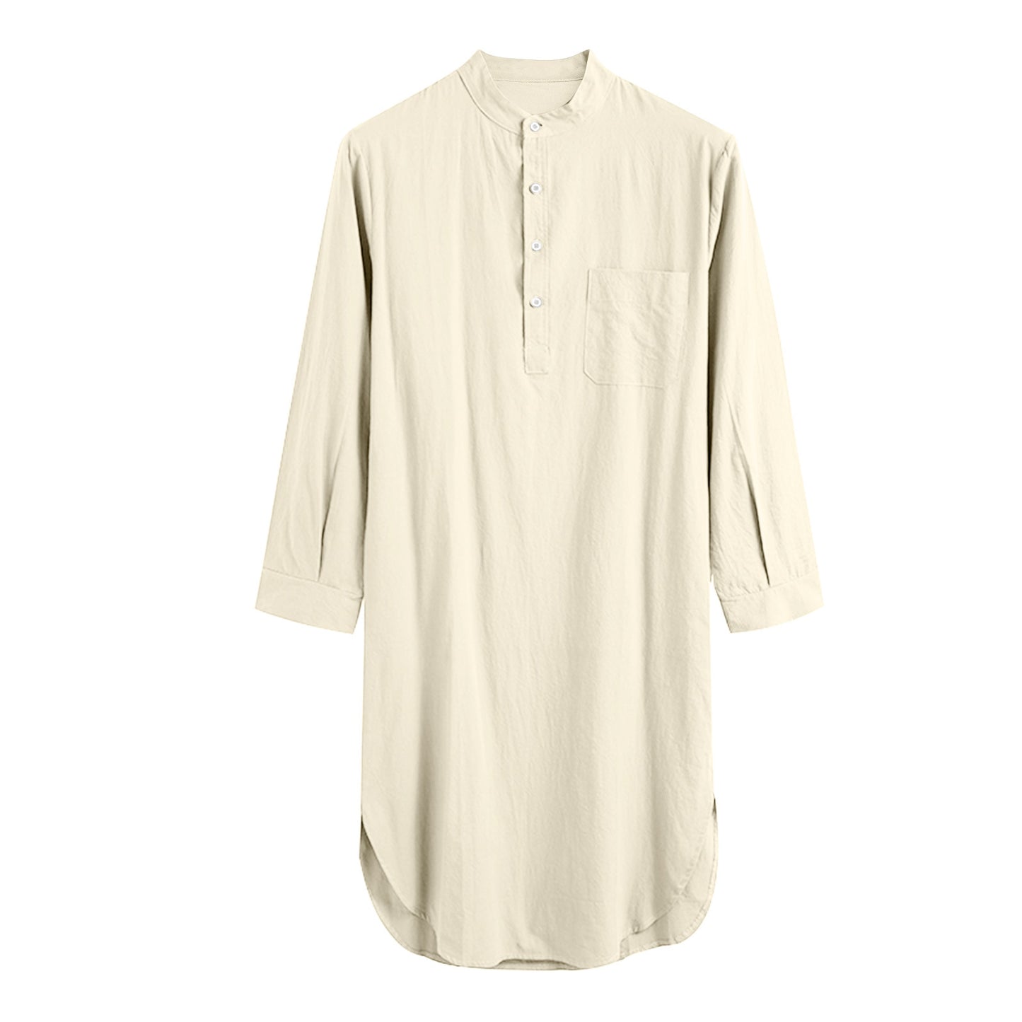 Men's Long Sleeve Button Solid Color Shirt Dress