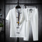 Summer Ice Silk Short-sleeved Suit Casual Retro Kung Fu