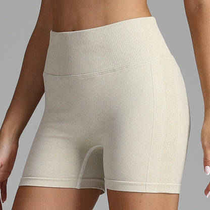 Shorts de yoga sans couture pour femmes, couleur unie, taille haute, pantalon de fitness,