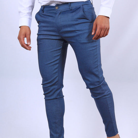 European And American Solid Color Textured Casual Tapered Pants