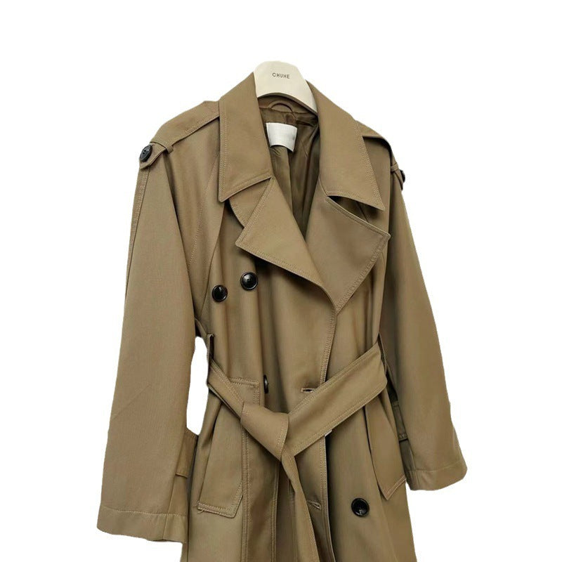 Large Lapel Double Breasted Mid-length Coat