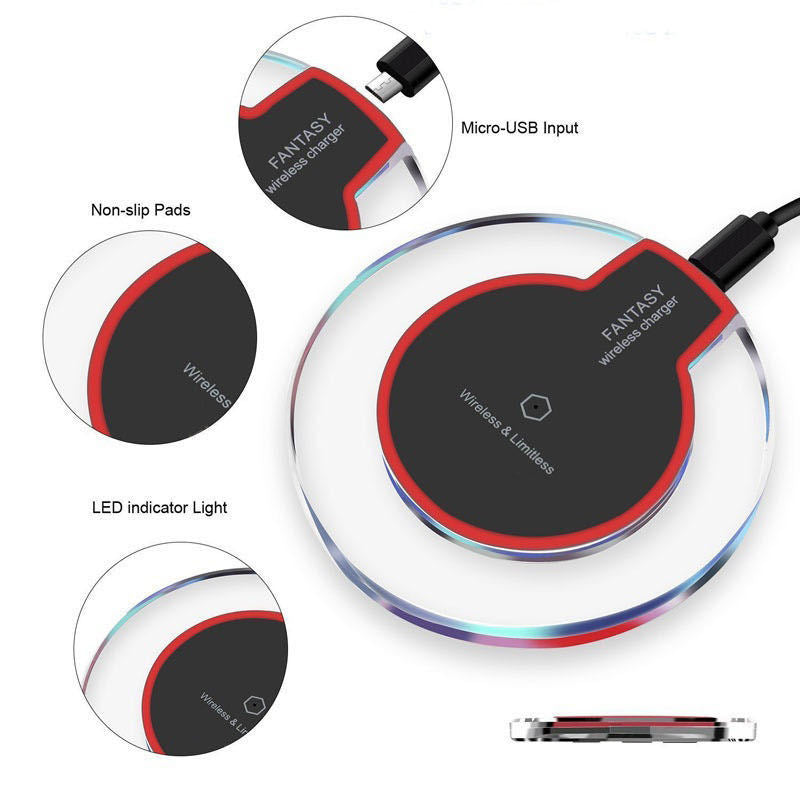 New Wireless Charging Dock Charger Crystal Round Charging Pad With Receiver For Apple For Sanxing