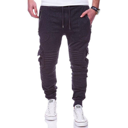 Sports Pants Striped Pleated Casual Men