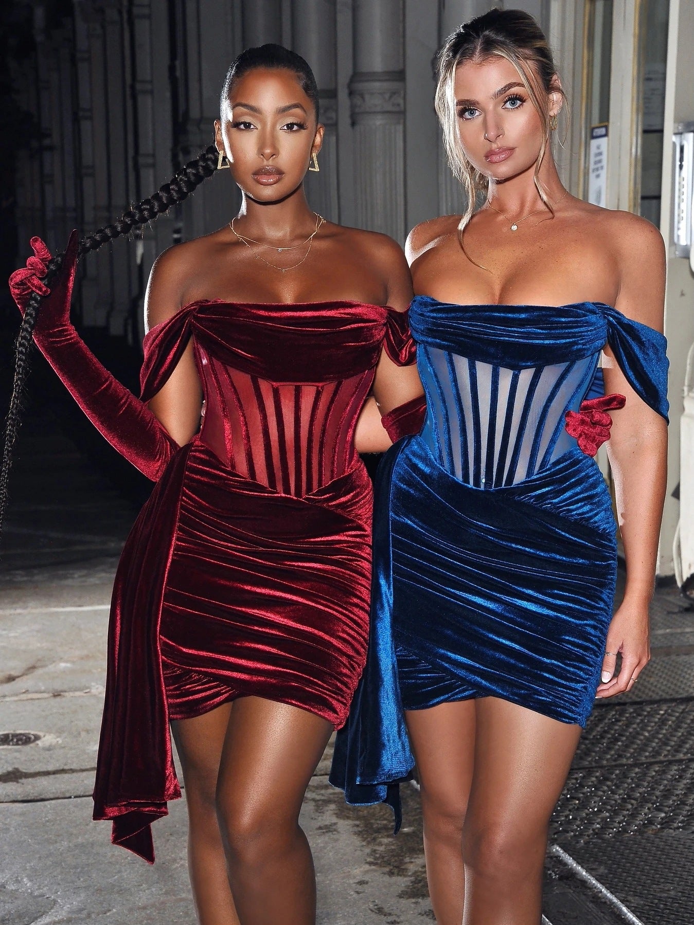 Robe de soirée sexy en velours avec poitrine pour femme