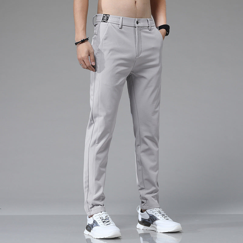 Ice Silk Men's Fashionable Elastic Waist Ultra-thin Casual Pants