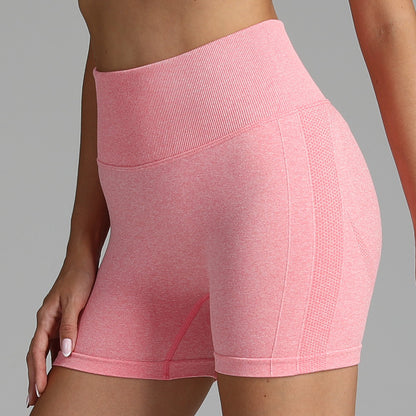 Shorts de yoga sans couture pour femmes, couleur unie, taille haute, pantalon de fitness,