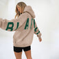 Khaki & Green - Long Sleeve Loose Hooded Sweater